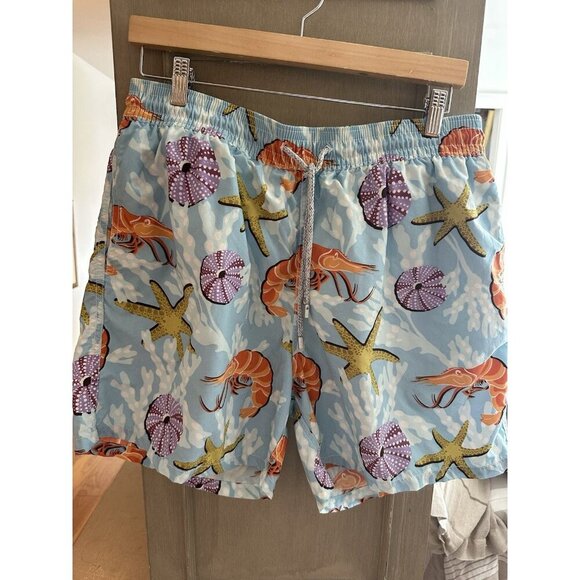 VILEBREQUIN Men's Swim Trunks XXL 2XL Shrimp Starfish Print Elastic Waist - Picture 1 of 4